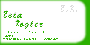 bela kogler business card